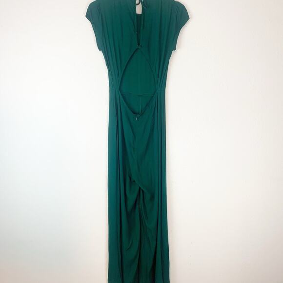Reformation Mayer Jumpsuit Womens 6 Green Wide Leg Crop Open Back Crepe - Picture 6 of 13